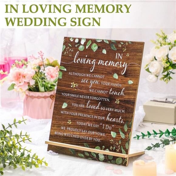 Memorial Table Sign for Wedding, Wedding Wooden Decorations for Reception - Picture 6 of 6